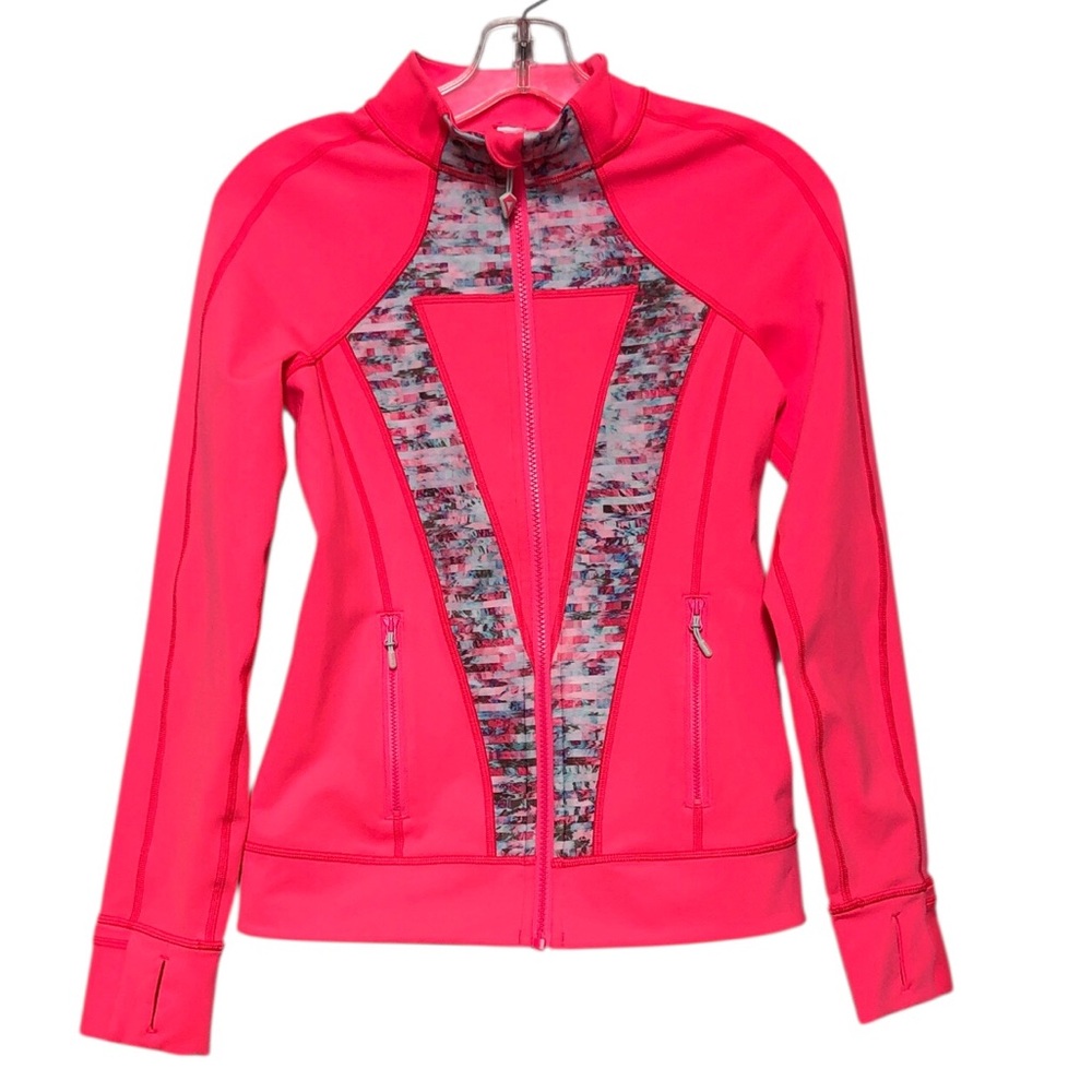 Ivivva Vibrant Pink Jacket with Patterned Accents girls size 14